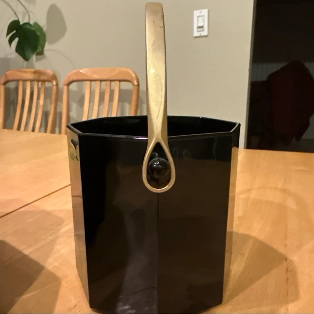 Vintage Luminarc Arcoroc Octime Black Glass Ice Bucket